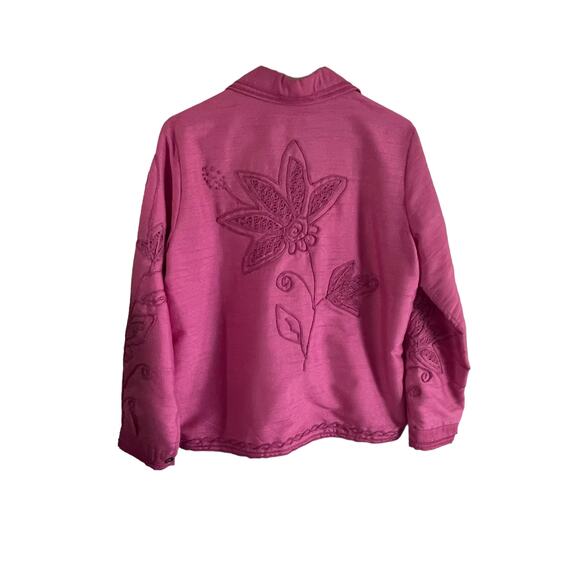 Marsh Landing Size M Pink‎ Embroidered Floral Shacket Top - Picture 4 of 7